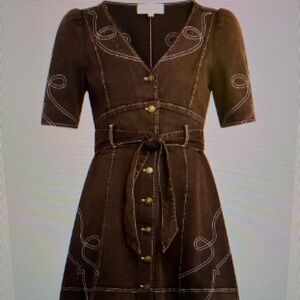 Love the Label Ines Belted Denim Mini Dress - Medium